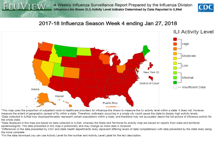 map of influenza activity level